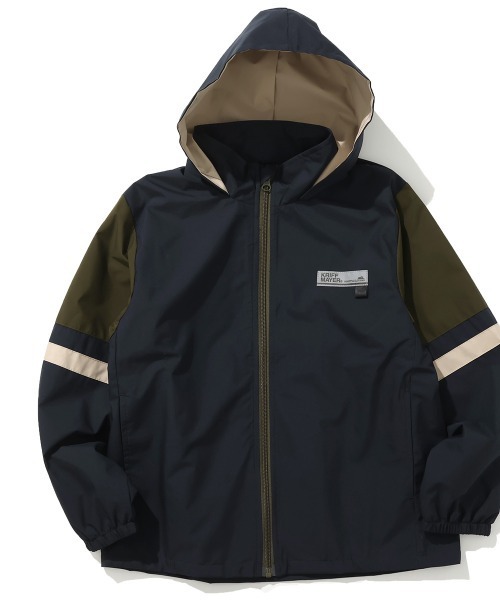 KRIFF MAYER Kid's Collection(クリフメイヤーキッズコレクション)の「【撥水・耐風・フードがしまえる】切替撥水ジャケット(ナイロンジャケット・キッズ・カーキ/ベージュ/ネイビー/サックスブルー・170/150/140/130/120/160)」の3枚目の写真