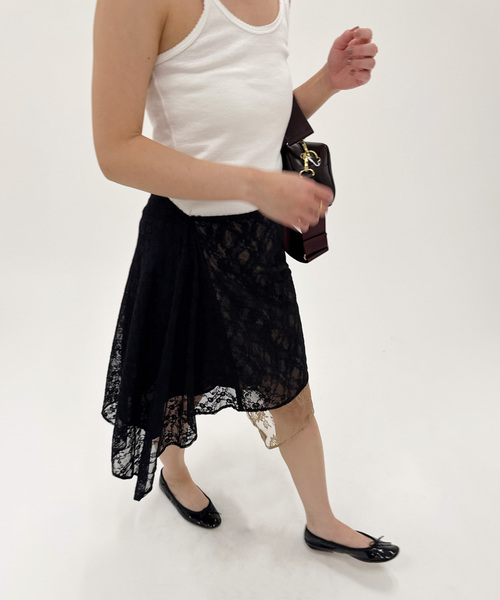 EDIT. FOR LULU（エディットフォールル）の「【Anggae/アンゲ】LAYERED LACE SKIRT（スカート・レディース・ネイビー/ブラック・SMALL）」の4枚目の写真