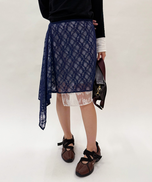 EDIT. FOR LULU（エディットフォールル）の「【Anggae/アンゲ】LAYERED LACE SKIRT（スカート・レディース・ネイビー/ブラック・SMALL）」の6枚目の写真