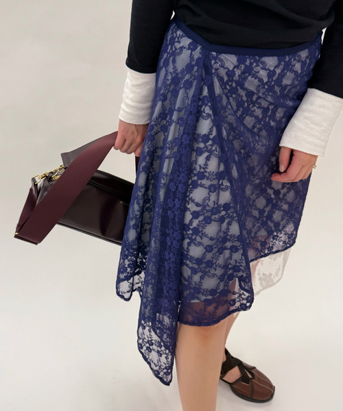 EDIT. FOR LULU（エディットフォールル）の「【Anggae/アンゲ】LAYERED LACE SKIRT（スカート・レディース・ネイビー/ブラック・SMALL）」の10枚目の写真