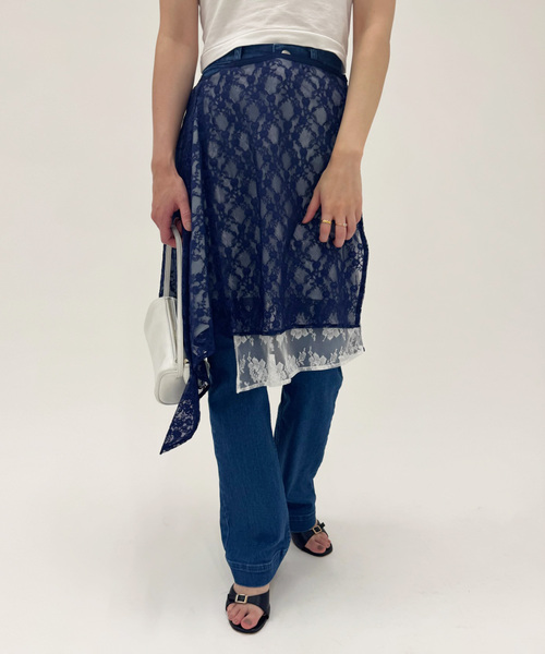 EDIT. FOR LULU（エディットフォールル）の「【Anggae/アンゲ】LAYERED LACE SKIRT（スカート・レディース・ネイビー/ブラック・SMALL）」の12枚目の写真