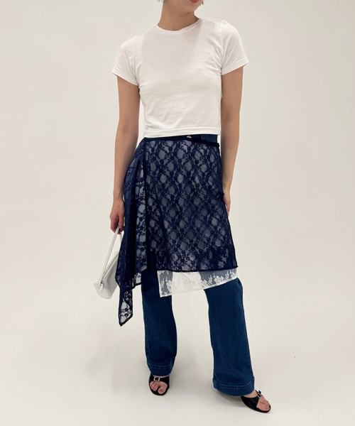EDIT. FOR LULU（エディットフォールル）の「【Anggae/アンゲ】LAYERED LACE SKIRT（スカート・レディース・ネイビー/ブラック・SMALL）」の15枚目の写真