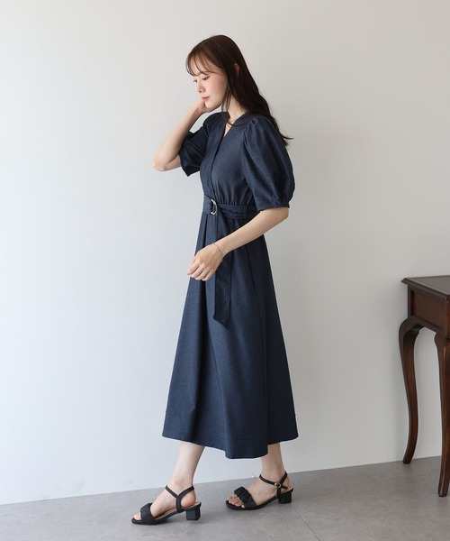 BLUEEAST(ブルーイースト)の「デニムライクカシュクールワンピース(ワンピース・レディース・ネイビー/ブラック・MEDIUM)」の10枚目の写真
