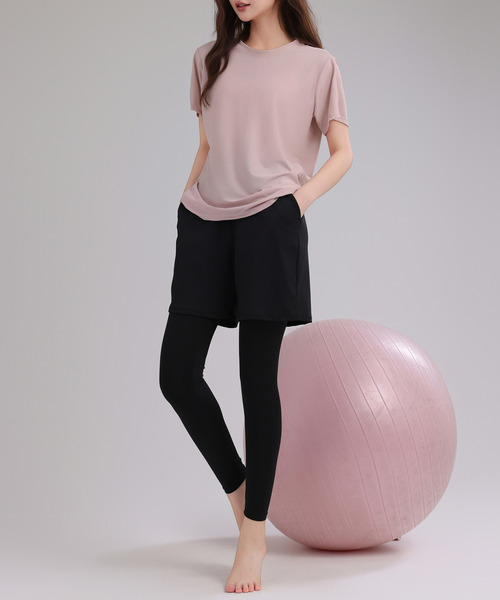 セール】レディース 半袖ヨガウェアトップス+ショートパンツ+レギンス