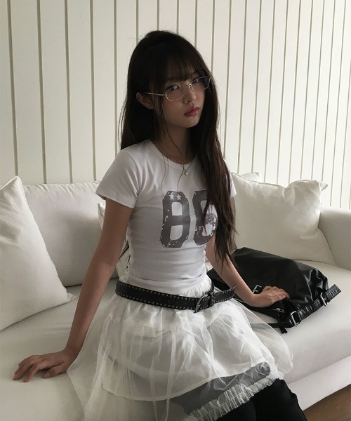 セール】86ナンバーレタリングスリム半袖Tシャツ（Tシャツ
