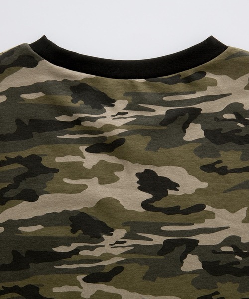 セール】カモフラージュ襟配色プルオーバーロンT（Tシャツ/カットソー