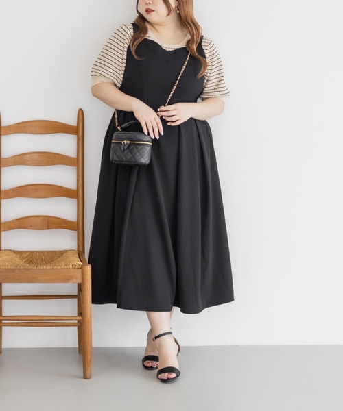 CLETTE(クレット)の「ハートネックジャンスカワンピース(ワンピース・レディース・ブラック/ベージュ/グレー・LL/3L/4L)」の19枚目の写真