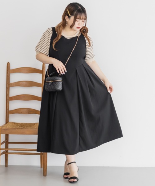 CLETTE(クレット)の「ハートネックジャンスカワンピース(ワンピース・レディース・ブラック/ベージュ/グレー・LL/3L/4L)」の20枚目の写真