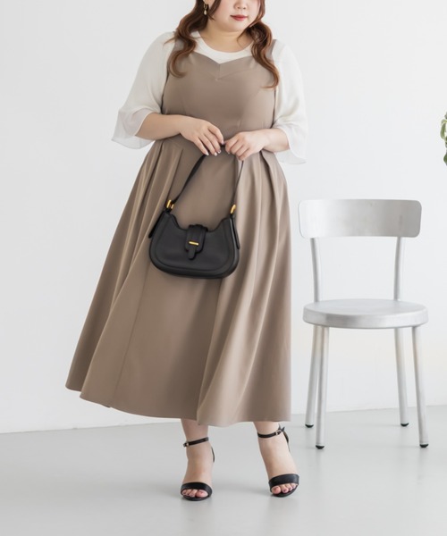 CLETTE(クレット)の「ハートネックジャンスカワンピース(ワンピース・レディース・ブラック/ベージュ/グレー・LL/3L/4L)」の9枚目の写真