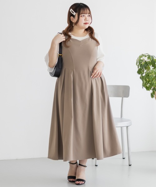 CLETTE(クレット)の「ハートネックジャンスカワンピース(ワンピース・レディース・ブラック/ベージュ/グレー・LL/3L/4L)」の10枚目の写真
