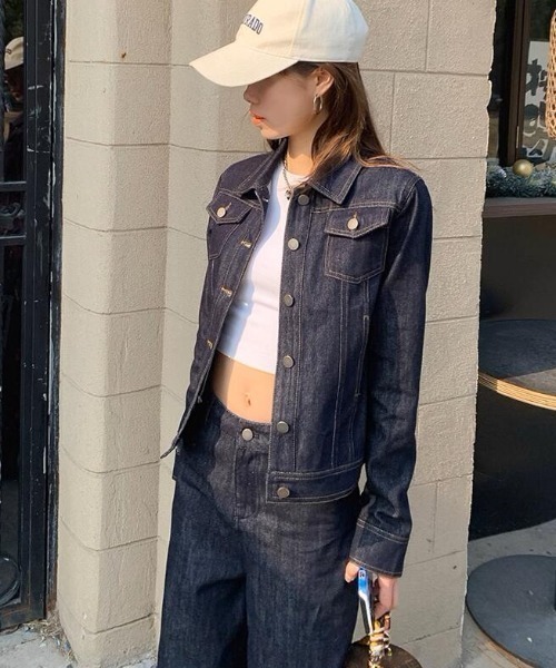 セール】ショートデニムジャケット ＋ ハイウエストワイドレッグ
