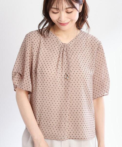 【夏SALE／マシンウォッシュ可／セットアップ可能】コツキ柄プリントブラウス Reflect｜【夏SALE/マシンウォッシュ可/セットアップ可能