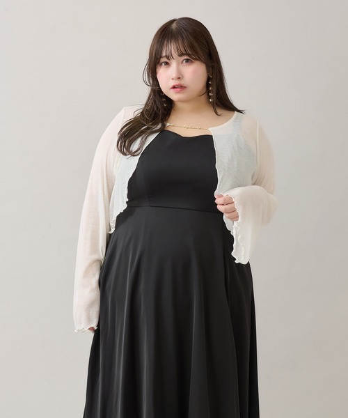 Louiosy（ルオシー）の「【大きいサイズ】チャーム付きシアーカーディガン（Tシャツ/カットソー・レディース・アイボリー/ブルー系その他/ブラック・4L/3L）」の10枚目の写真