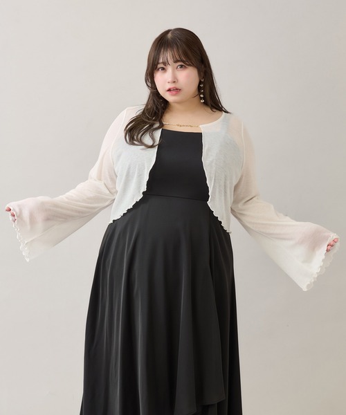 Louiosy（ルオシー）の「【大きいサイズ】チャーム付きシアーカーディガン（Tシャツ/カットソー・レディース・アイボリー/ブルー系その他/ブラック・4L/3L）」の11枚目の写真