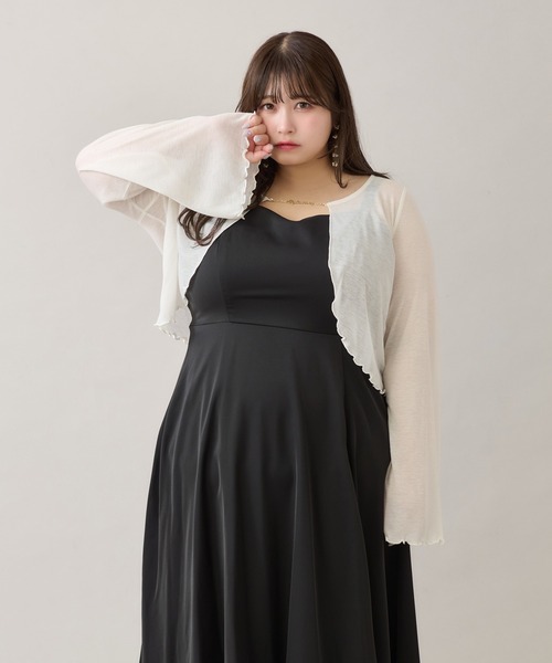 Louiosy（ルオシー）の「【大きいサイズ】チャーム付きシアーカーディガン（Tシャツ/カットソー・レディース・アイボリー/ブルー系その他/ブラック・4L/3L）」の12枚目の写真