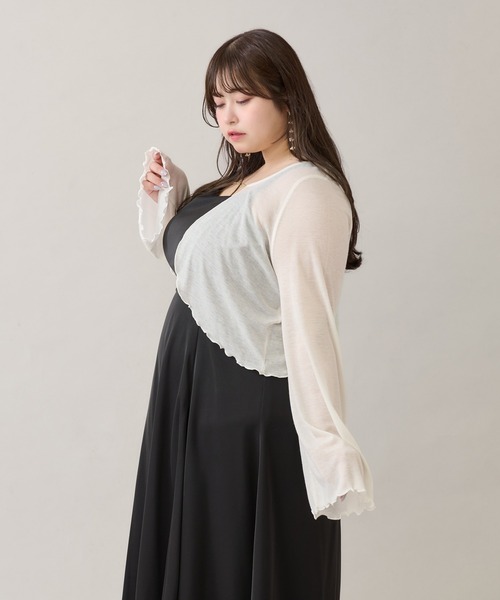Louiosy（ルオシー）の「【大きいサイズ】チャーム付きシアーカーディガン（Tシャツ/カットソー・レディース・アイボリー/ブルー系その他/ブラック・4L/3L）」の13枚目の写真