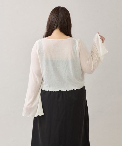Louiosy（ルオシー）の「【大きいサイズ】チャーム付きシアーカーディガン（Tシャツ/カットソー・レディース・アイボリー/ブルー系その他/ブラック・4L/3L）」の14枚目の写真