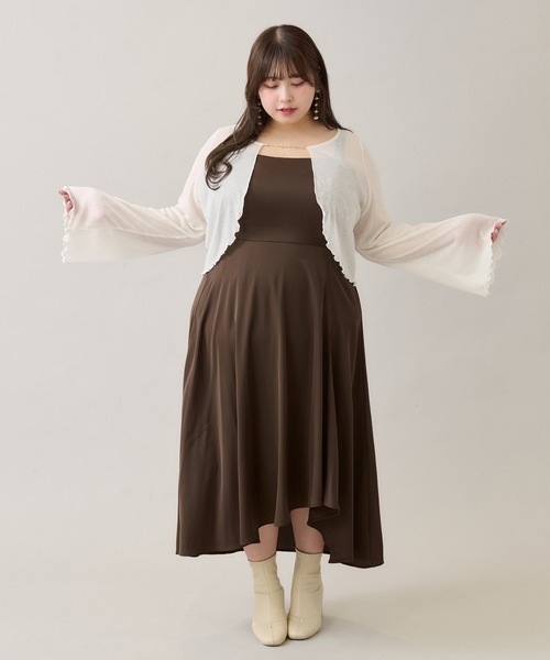 ルオシー louiosy カーディガン、スカート Louiosy（ルオシー） カーディガン 「大きいサイズ」Vネックシャギー