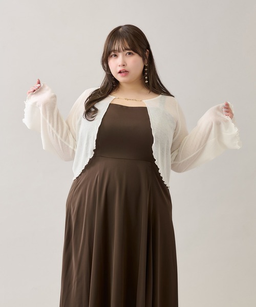 Louiosy（ルオシー）の「【大きいサイズ】チャーム付きシアーカーディガン（Tシャツ/カットソー・レディース・アイボリー/ブルー系その他/ブラック・4L/3L）」の9枚目の写真