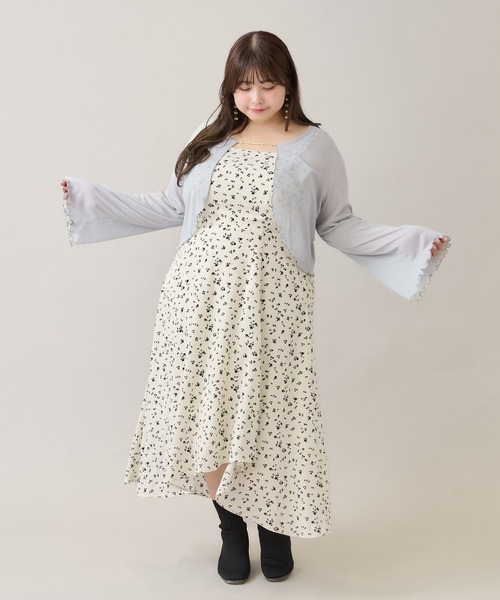 Louiosy（ルオシー）の「【大きいサイズ】チャーム付きシアーカーディガン（Tシャツ/カットソー・レディース・アイボリー/ブルー系その他/ブラック・4L/3L）」の6枚目の写真
