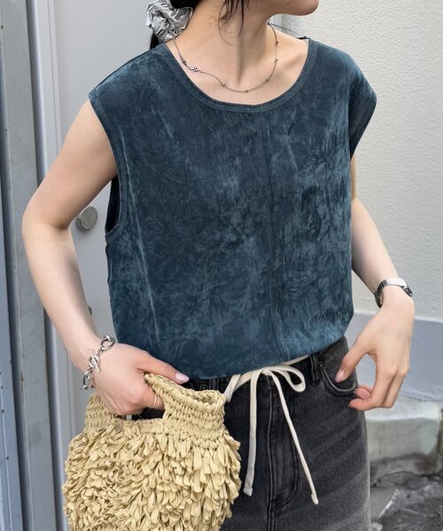 CIAOPANIC TYPY（チャオパニックティピー）の「シアーフロッキーカラーフレンチトップス（Tシャツ/カットソー・レディース・グレー/ブルー/キャメル/バーガンディー・ONE SIZE）」の3枚目の写真