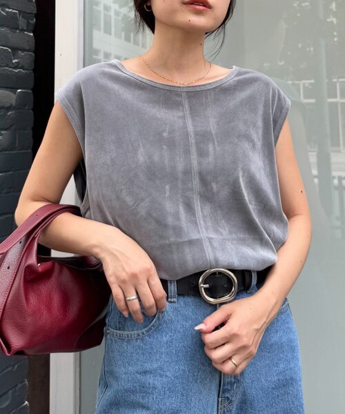 CIAOPANIC TYPY（チャオパニックティピー）の「シアーフロッキーカラーフレンチトップス（Tシャツ/カットソー・レディース・グレー/ブルー/キャメル/バーガンディー・ONE SIZE）」の20枚目の写真