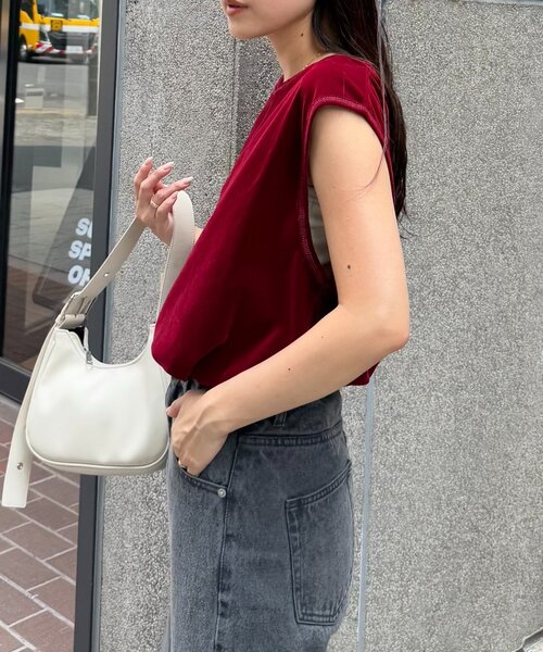 CIAOPANIC TYPY（チャオパニックティピー）の「シアーフロッキーカラーフレンチトップス（Tシャツ/カットソー・レディース・グレー/ブルー/キャメル/バーガンディー・ONE SIZE）」の9枚目の写真