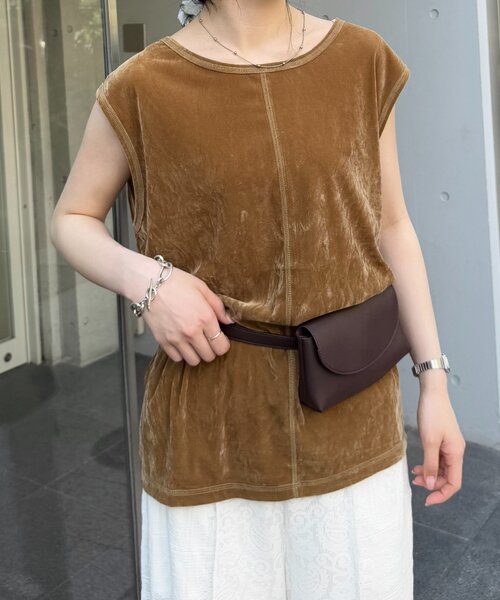 CIAOPANIC TYPY（チャオパニックティピー）の「シアーフロッキーカラーフレンチトップス（Tシャツ/カットソー・レディース・グレー/ブルー/キャメル/バーガンディー・ONE SIZE）」の14枚目の写真