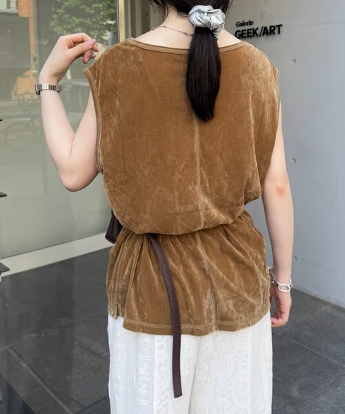 CIAOPANIC TYPY（チャオパニックティピー）の「シアーフロッキーカラーフレンチトップス（Tシャツ/カットソー・レディース・グレー/ブルー/キャメル/バーガンディー・ONE SIZE）」の16枚目の写真