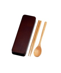 HAKOYA（ハコヤ）の「木目スライド スプーン＆箸セット 18cm（カトラリー）」