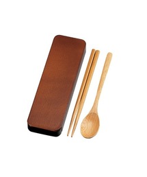 HAKOYA（ハコヤ）の「木目スライド スプーン＆箸セット 18cm（カトラリー）」