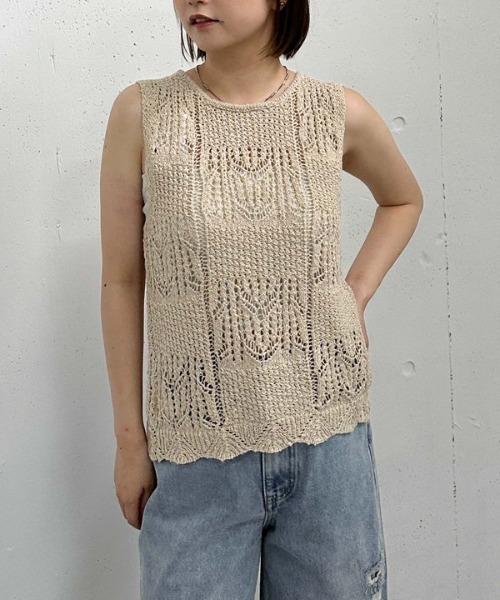 セール】2WAY透かしスラブニットベスト（ベスト）｜archives