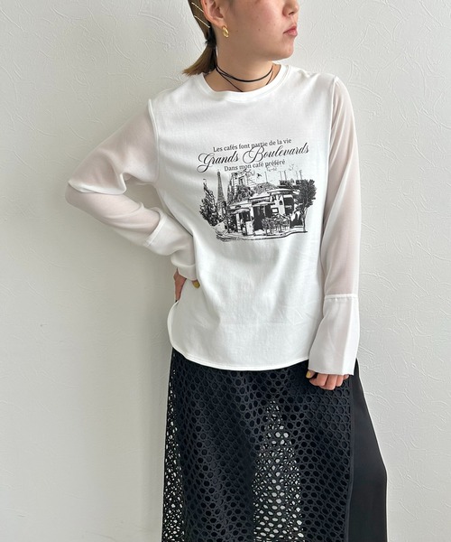 LHELBIE（レルビエ）の「シアースリーブロンT（Tシャツ/カットソー・レディース・ブラック/イエロー/オフホワイト・M）」の9枚目の写真