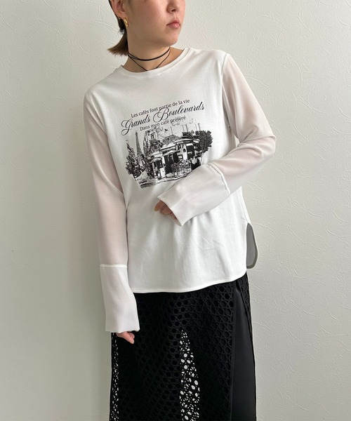 LHELBIE（レルビエ）の「シアースリーブロンT（Tシャツ/カットソー・レディース・ブラック/イエロー/オフホワイト・M）」の11枚目の写真