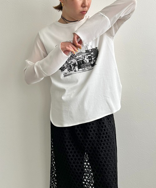 LHELBIE（レルビエ）の「シアースリーブロンT（Tシャツ/カットソー・レディース・ブラック/イエロー/オフホワイト・M）」の12枚目の写真