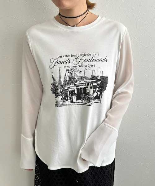 LHELBIE（レルビエ）の「シアースリーブロンT（Tシャツ/カットソー・レディース・ブラック/イエロー/オフホワイト・M）」の16枚目の写真