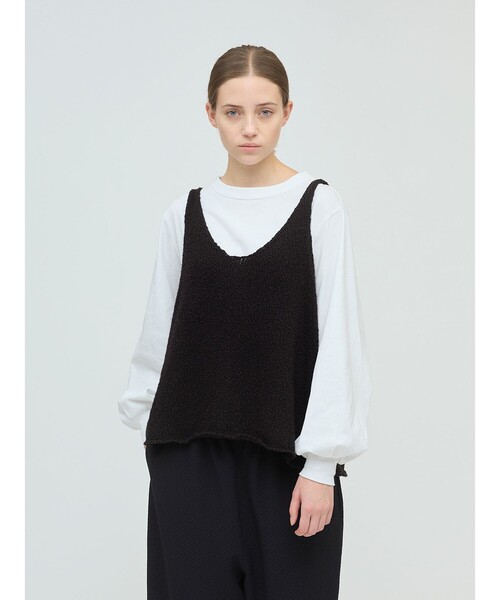 mizuiroind（ミズイロインド）の「mizuiro ind リリーヤーンベスト（ベスト・レディース・グレー/ブラック/アイボリー・FREE）」の3枚目の写真