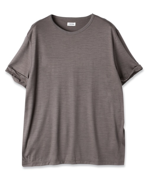 JIEDA(ジエダ)の「SLEEVE ROLL UP WOOL TEE(Tシャツ/カットソー・メンズ・チャコールグレー/ヘザーグレー/ブラック系・1/2)」の3枚目の写真