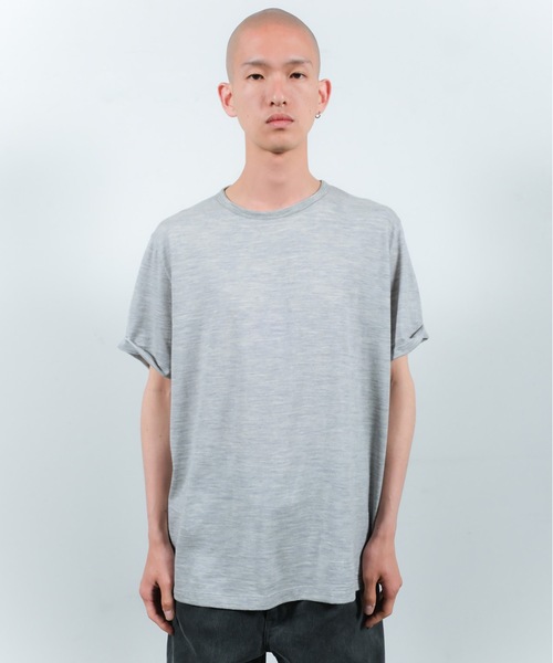 JIEDA(ジエダ)の「SLEEVE ROLL UP WOOL TEE(Tシャツ/カットソー・メンズ・チャコールグレー/ヘザーグレー/ブラック系・1/2)」の14枚目の写真