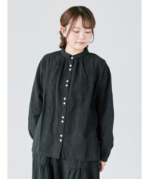 TSUHARU by Samansa Mos2（ツハルバイサマンサモスモス）の「【WEB限定】コットンジャカード製品染めブラウス（シャツ/ブラウス・レディース・キナリ/ブラック/グレー・F）」の12枚目の写真
