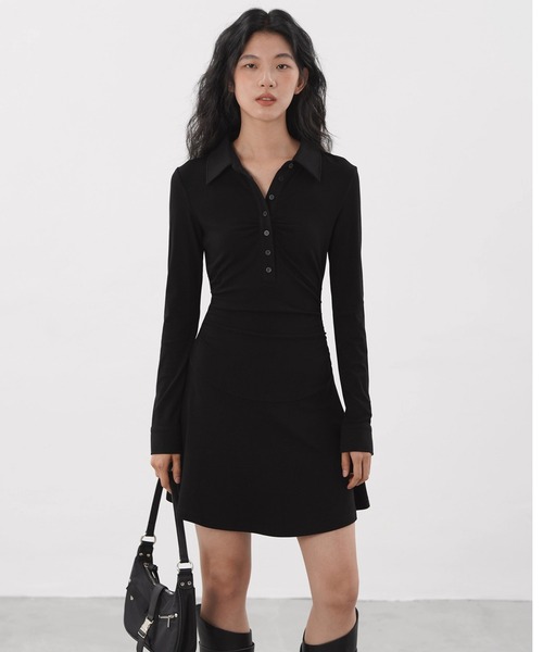 ポロカラーミニワンピース EM25a046【EIGHTHMONTH】（ワンピース