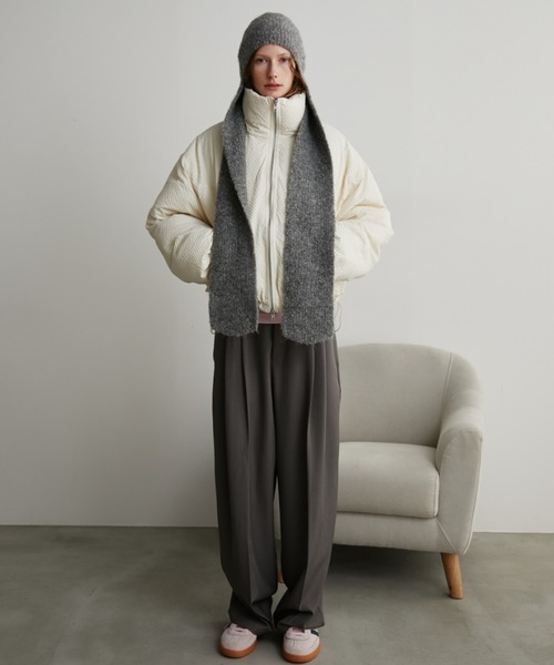 Auntie Rosa Holiday(アンティローザホリデー)の「シアーサッカー中綿ショートジャケット(ダウンジャケット/コート・レディース・ブラック/アイボリー・FREE)」の9枚目の写真