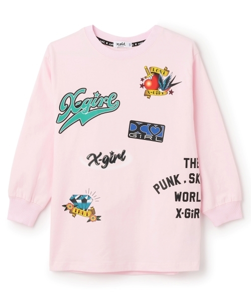 X-girl Stages(エックスガールステージス)の「【TBSドラマ フェイクマミー 着用アイテム】MIXロゴ長袖Tシャツ(Tシャツ/カットソー・キッズ・ピンク/オフホワイト/ブラック・120cm/130cm/140cm/100cm/80cm/90cm/110cm)」の3枚目の写真