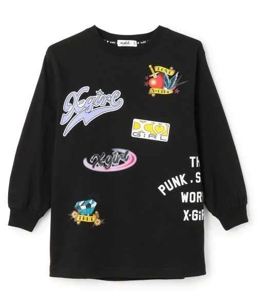 X-girl Stages(エックスガールステージス)の「【TBSドラマ フェイクマミー 着用アイテム】MIXロゴ長袖Tシャツ(Tシャツ/カットソー・キッズ・ピンク/オフホワイト/ブラック・120cm/130cm/140cm/100cm/80cm/90cm/110cm)」の2枚目の写真