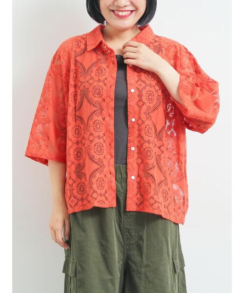 SM2(エスエムツー)の「レースシャツ(シャツ/ブラウス・レディース・オレンジ/ブラウン/グリーン/クリーム/ブラック・F)」の5枚目の写真