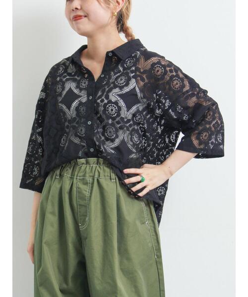 SM2(エスエムツー)の「レースシャツ(シャツ/ブラウス・レディース・オレンジ/ブラウン/グリーン/クリーム/ブラック・F)」の2枚目の写真