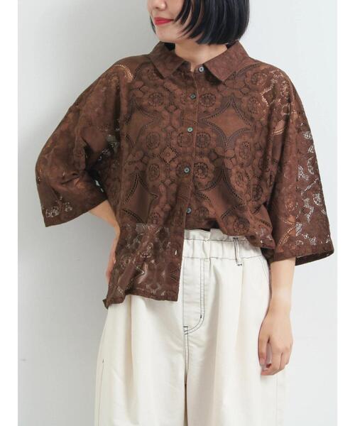 SM2(エスエムツー)の「レースシャツ(シャツ/ブラウス・レディース・オレンジ/ブラウン/グリーン/クリーム/ブラック・F)」の6枚目の写真