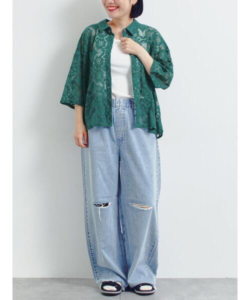 SM2(エスエムツー)の「レースシャツ(シャツ/ブラウス・レディース・オレンジ/ブラウン/グリーン/クリーム/ブラック・F)」の21枚目の写真