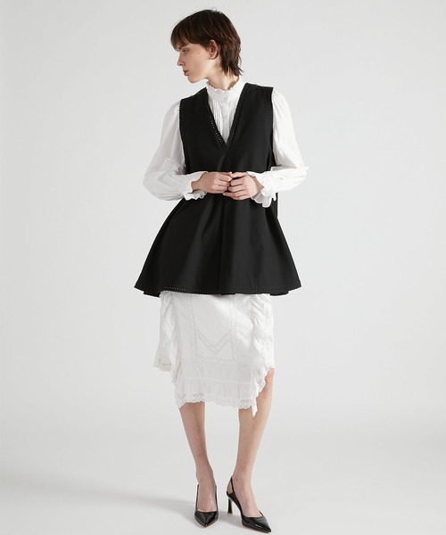 crinkle crinkle crinkle（クリンクルクリンクルクリンクル）の「【crinkle crinkle crinkle】scallop tunic/スカラップチュニック（シャツ/ブラウス・レディース・ブラック/グレー・FREE）」の16枚目の写真