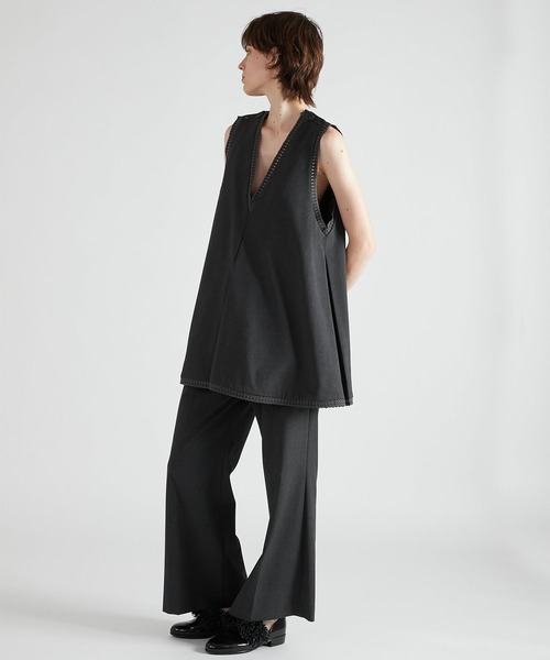 crinkle crinkle crinkle（クリンクルクリンクルクリンクル）の「【crinkle crinkle crinkle】scallop tunic/スカラップチュニック（シャツ/ブラウス・レディース・ブラック/グレー・FREE）」の6枚目の写真